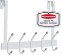 Rubbermaid Over the Door Hook Rack with 5 Double Hooks, No Drill Needed, for Towels, Robes, Hanging Accessories in Bathroom, Bedroom, Closet, Dorm, White