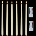 Homemory 15 inches Real Wax Flameless Taper Candles with Remote Timer, 6 Pcs Ivory LED Taper Candles Battery Operated with 3D Flickering Flame, Window Candle Led Candlesticks for Dinners Home Decor