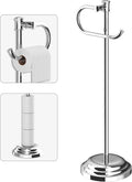 BESy Toilet Paper Holder Floor Stand, Bathroom Freestanding Chrome