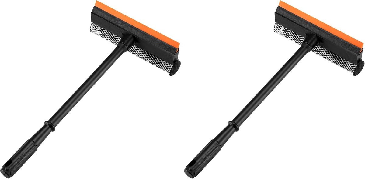 2 in1 Window Squeegee for Car, Window Cleaner with 16inch Long Handle,Sponge Car Window Squeegee for Gas Station, Glass,Shower,Outdoor High Window Cleaning (Pack of 2)