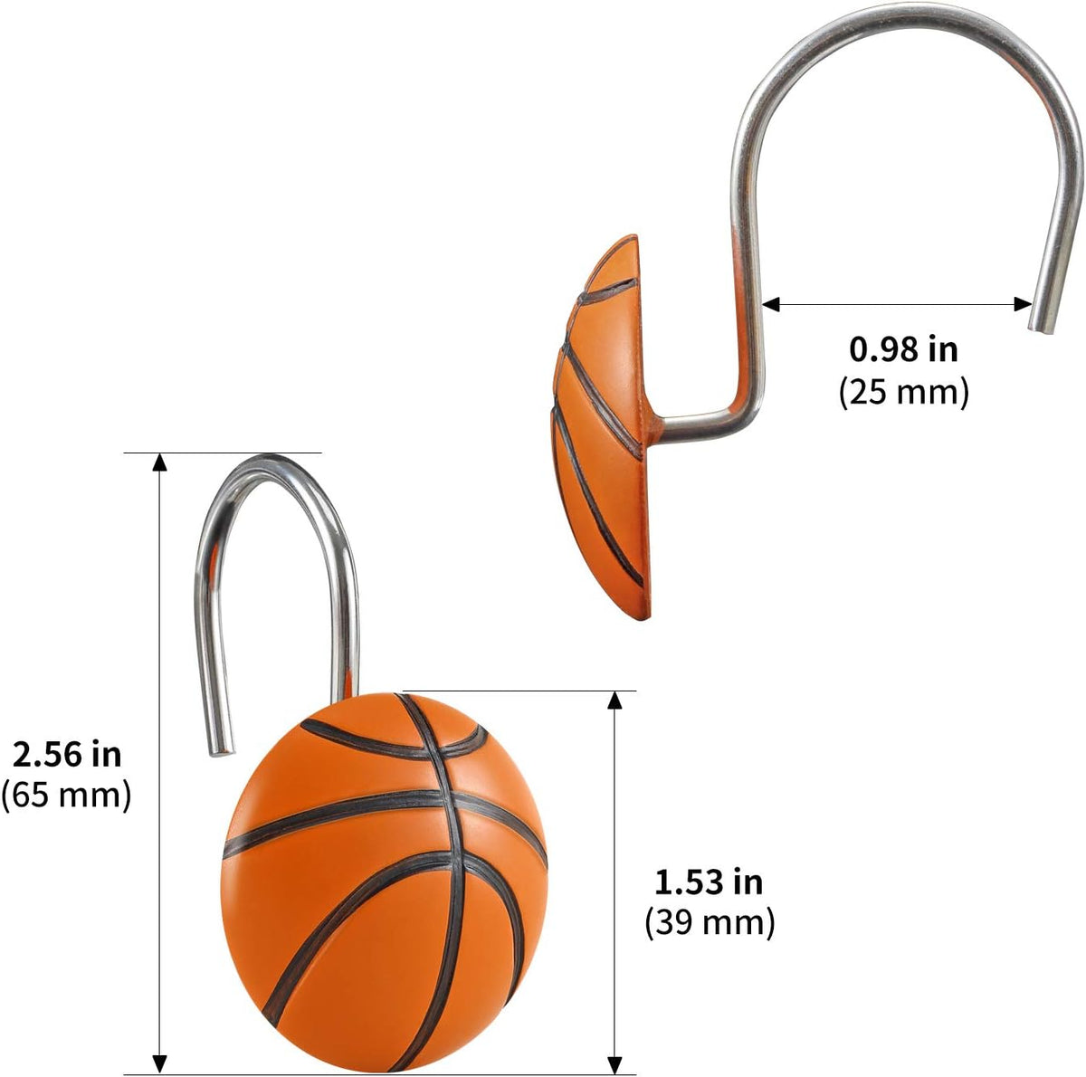 CHICTIE Basketball Shower Curtain Hooks,Sports Shower Rings for Bathroom