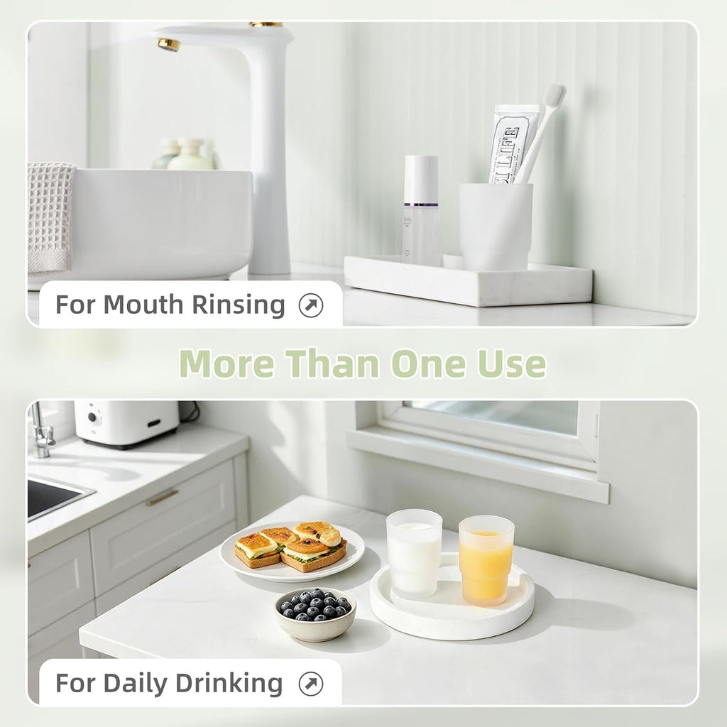 Angle Simple Frosted Glass Bathroom Tumbler, Toothbrush Cup, 2 Pack