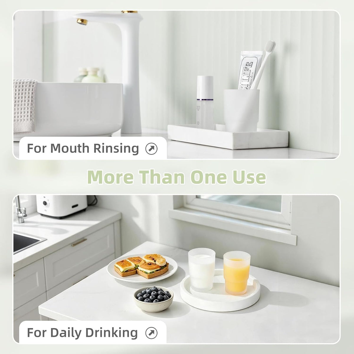 Angle Simple Frosted Glass Bathroom Tumbler, Toothbrush Cup, 2 Pack