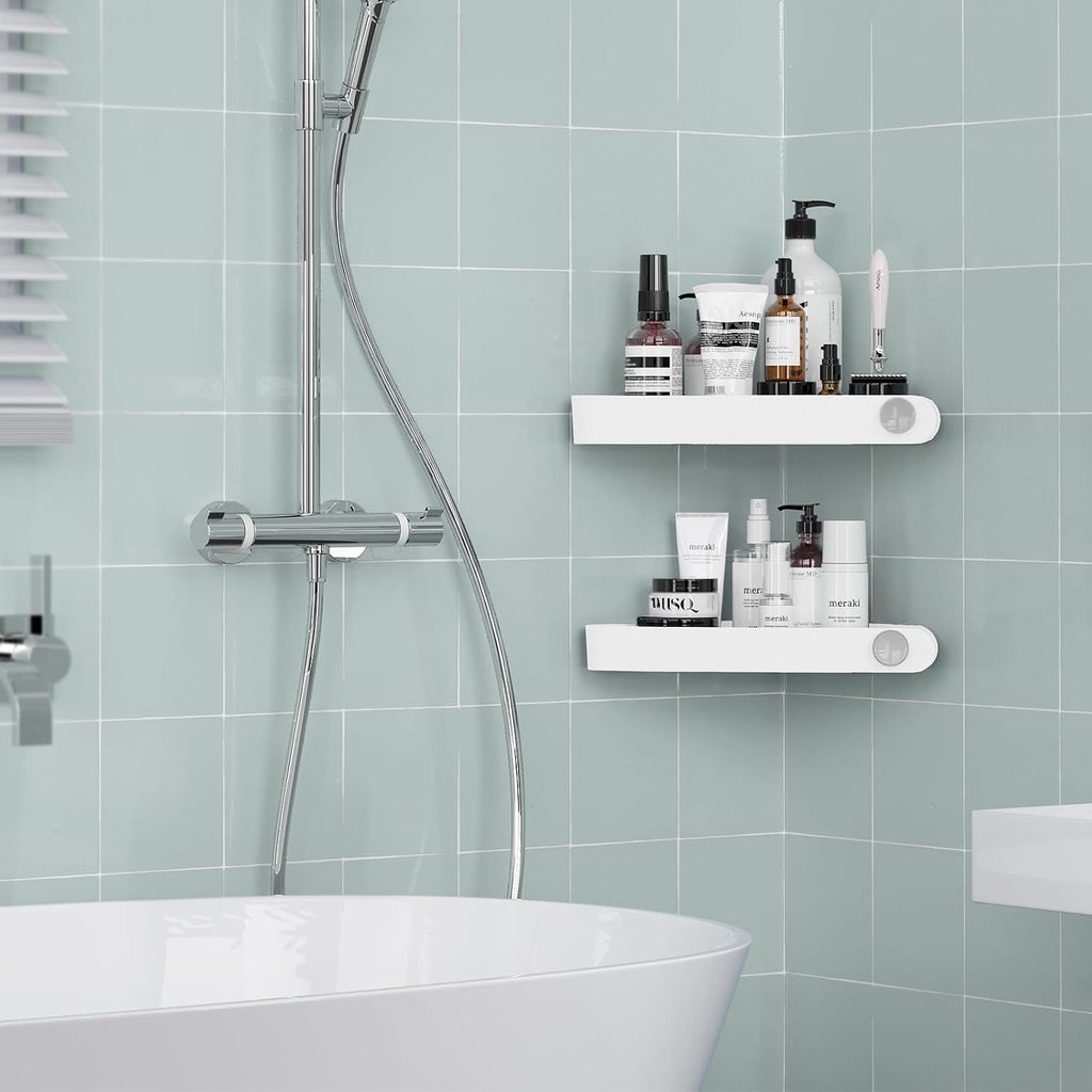 Sotfamily Plastic Shower Caddy Corner (for 90° Only), 2 Pack, White