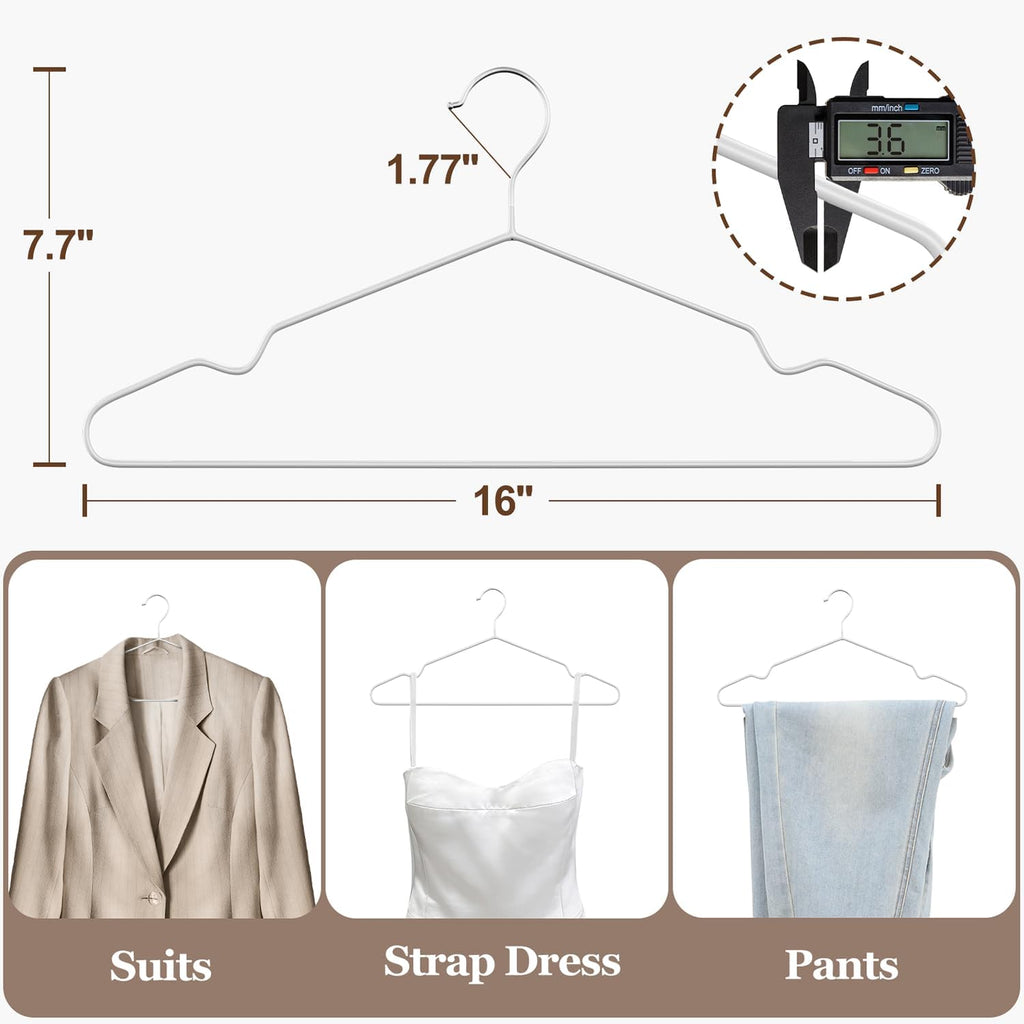 16" Non-Slip Rubber Coated Metal Suit Hanger 30 Pack with Notches