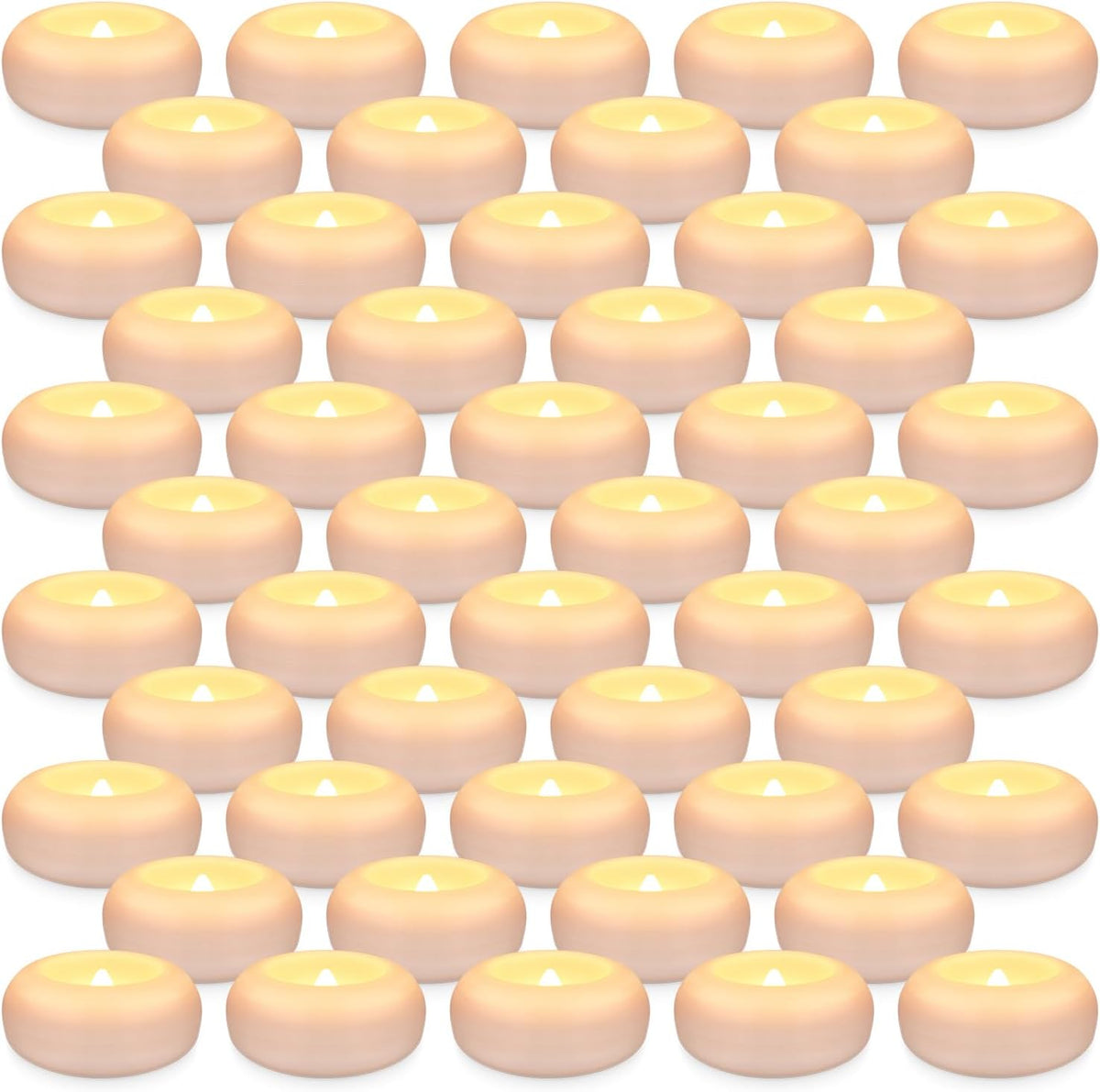 50 Pack 2”Floating Candles Water-Activated Flameless LED Candle, Warm White Battery Operate Waterproof Tealights for Cylinder Vases, Centerpieces at Wedding, Party, Pool,Romantic.