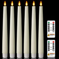 Homemory 9.6 Inches Waxy Flameless Taper Candles with Remote Timer Dimmer, Flickering LED Candlesticks, Battery Operated Window Candle for Christmas Wedding Decor, 6 Pcs Ivory Classic Taper Candles