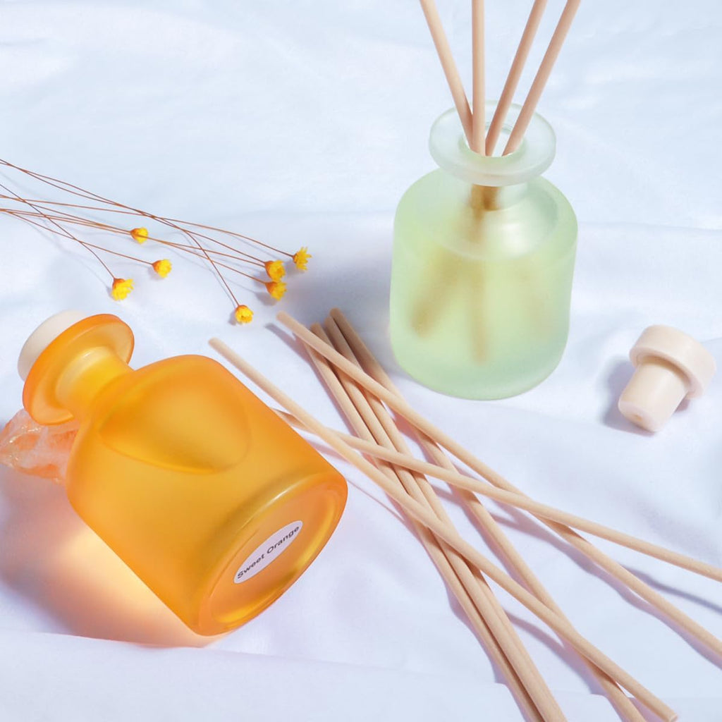 Reed Diffuser - Citrus&Linen 3.38oz (100ml) 2 Pack Essential Oil Reed Diffuser Set with 8 Sticks, Long Lasting Fragrance for Home, Bathroom, Bedroom, Room, Decor