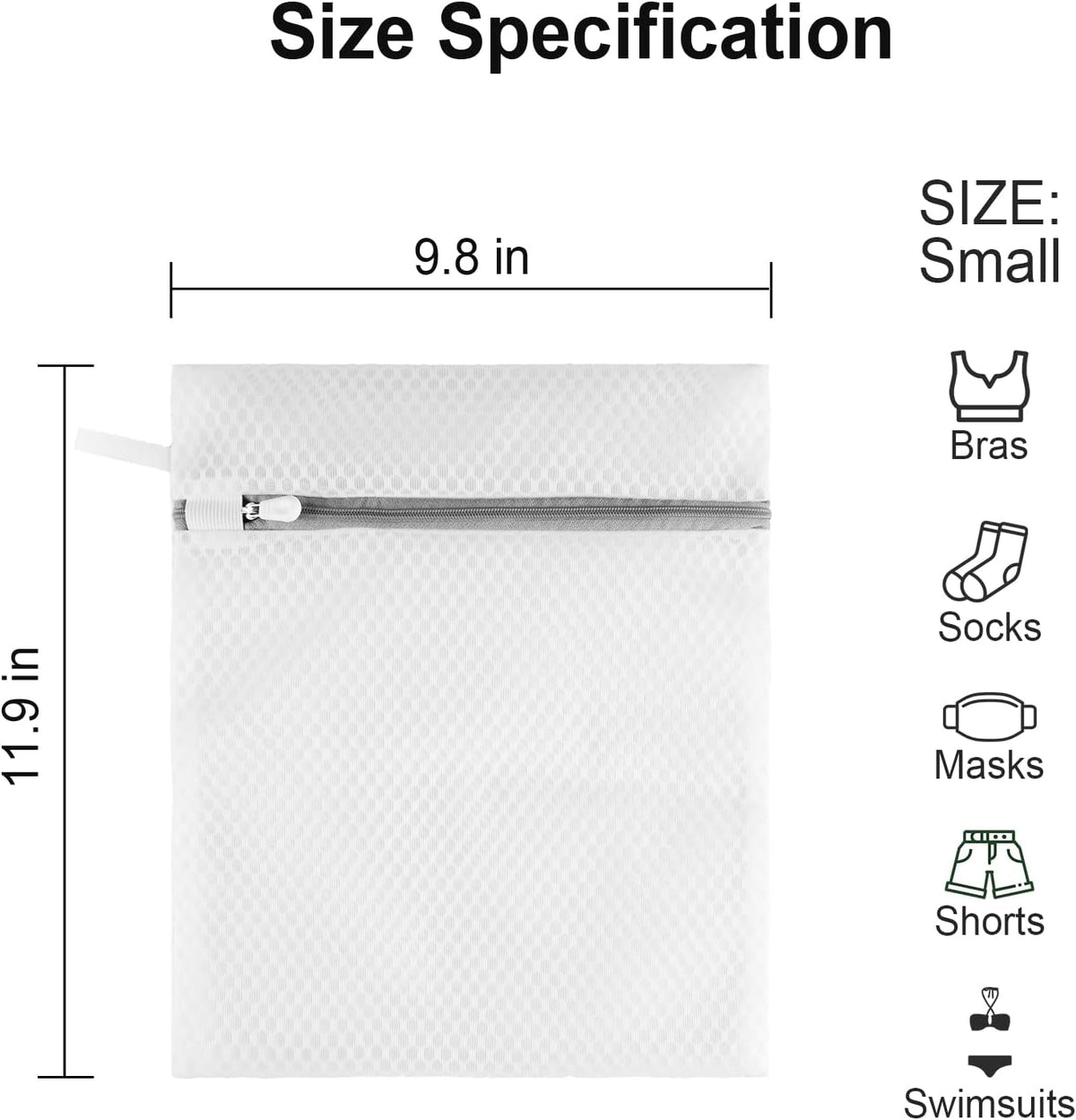 Small Honeycomb Lingerie Bags with Hanging Loop- MDSXO 3 Pack Mesh Laundry Bags for Washing Delicates, White Wash Bags for Socks, Bra, Mask, Baby Clothes 10 * 12 inch [3 Pack]