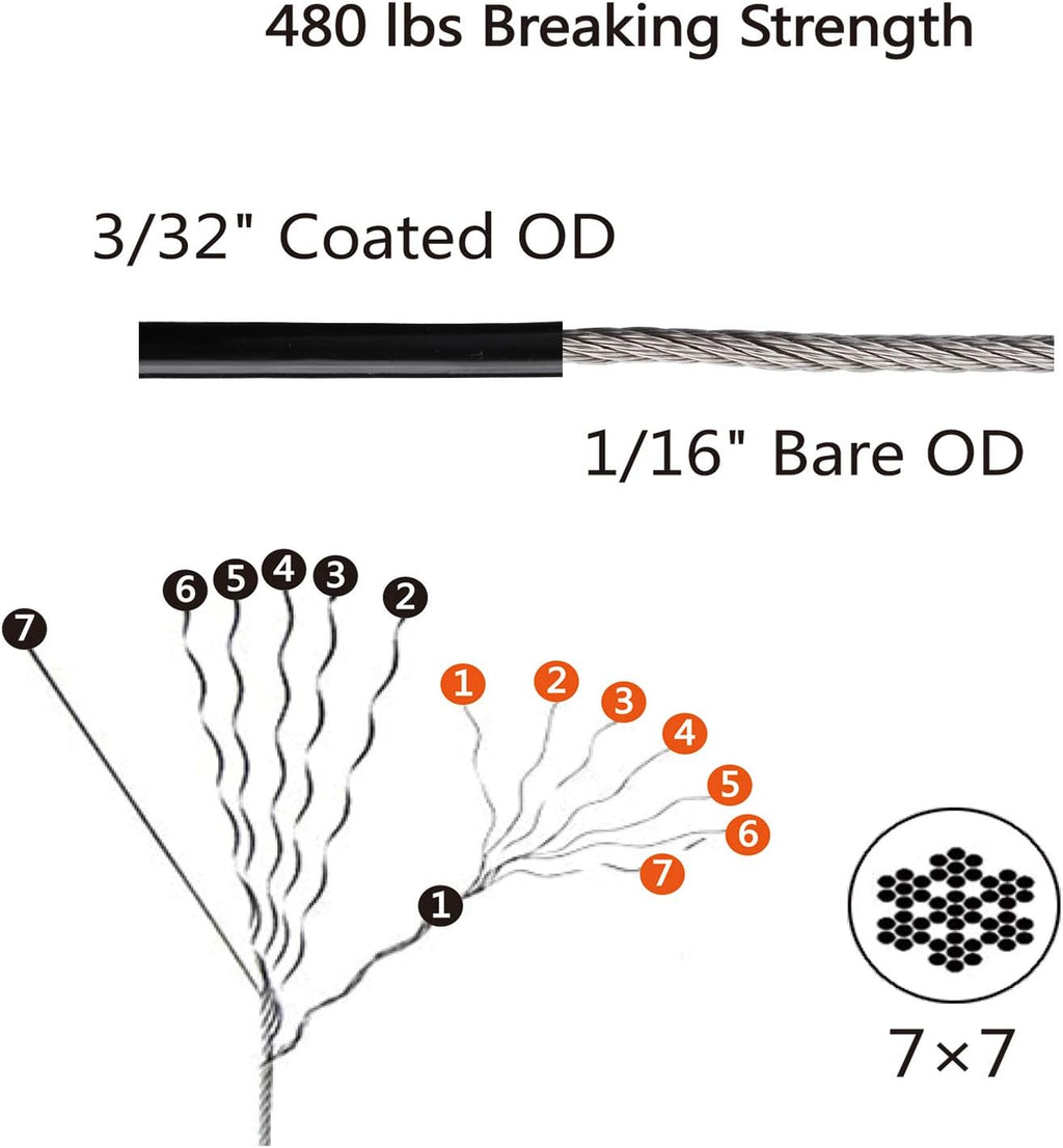 Outdoor String Light Hanging Kit Includ 164 FT Nylon Rope Cable