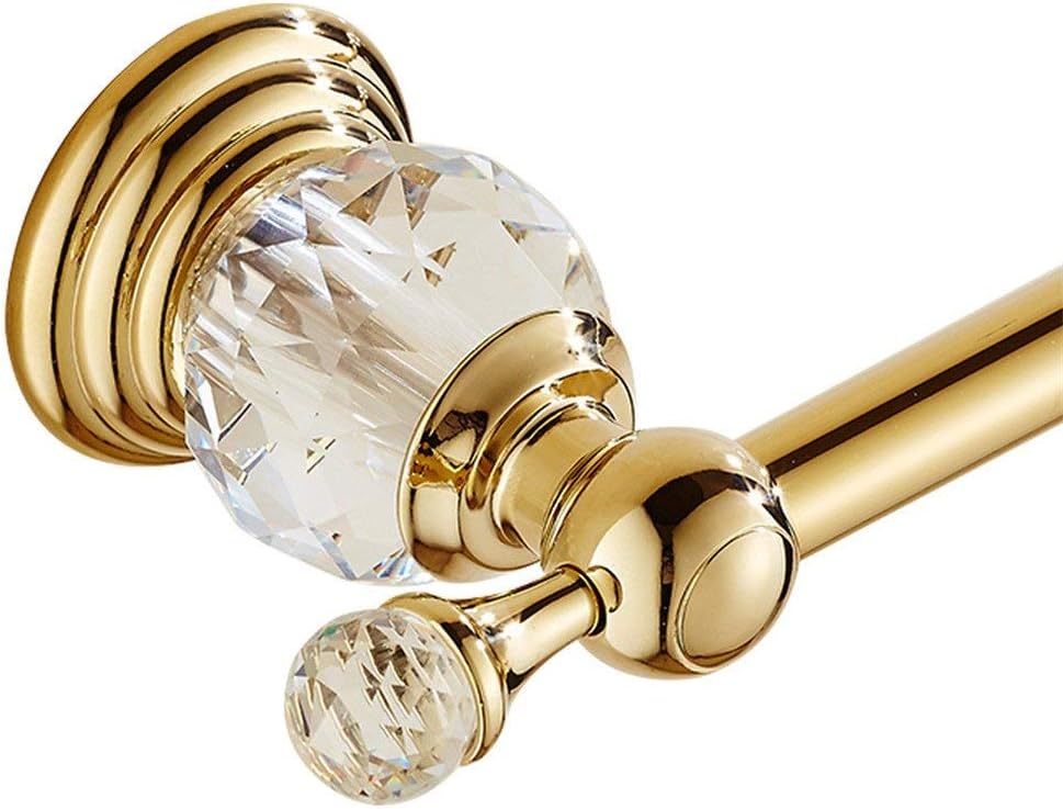 WINCASE Gold Towel Bar, Adjustable Crystal Towel Holder, Golden Finished Bathroom Single Towel Racks Rail Wall Mounted