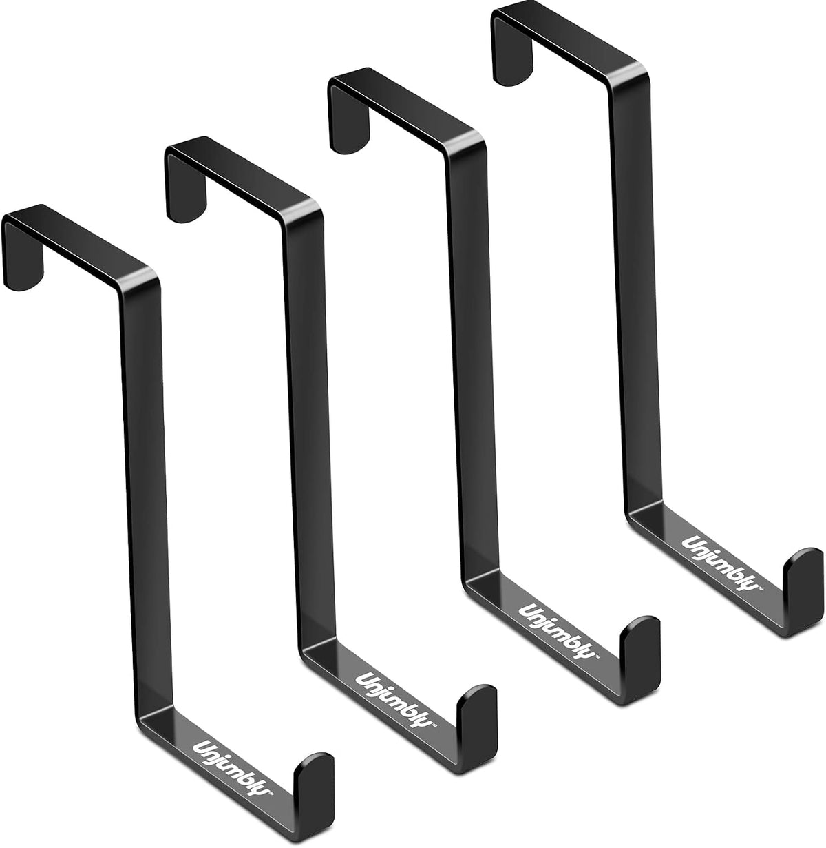 Over The Door Hook- 4 Pack Sturdy Metal Over Door Hook, Fitting Two Sized Doors, Door Hangers and Over The Door Hooks for Hanging Clothes, Towels, Coats and More (Black)