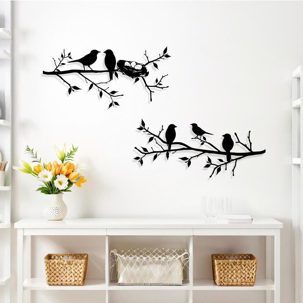 2pcs Metal Birds Wall decor,Birds on branch Silhouette wall art
