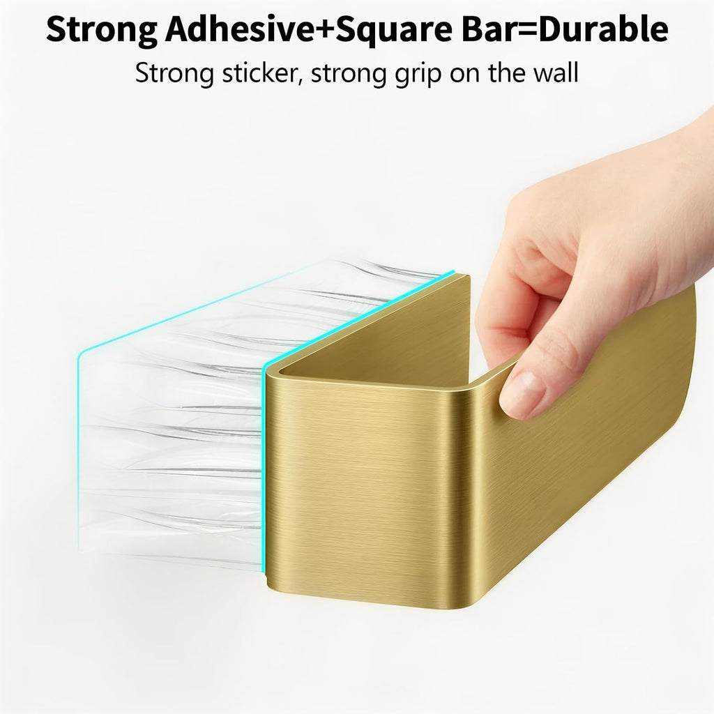 Bethom 2 Pack Gold Hand Towel Holder, 8 Inch Square Adhesive for Kitchen