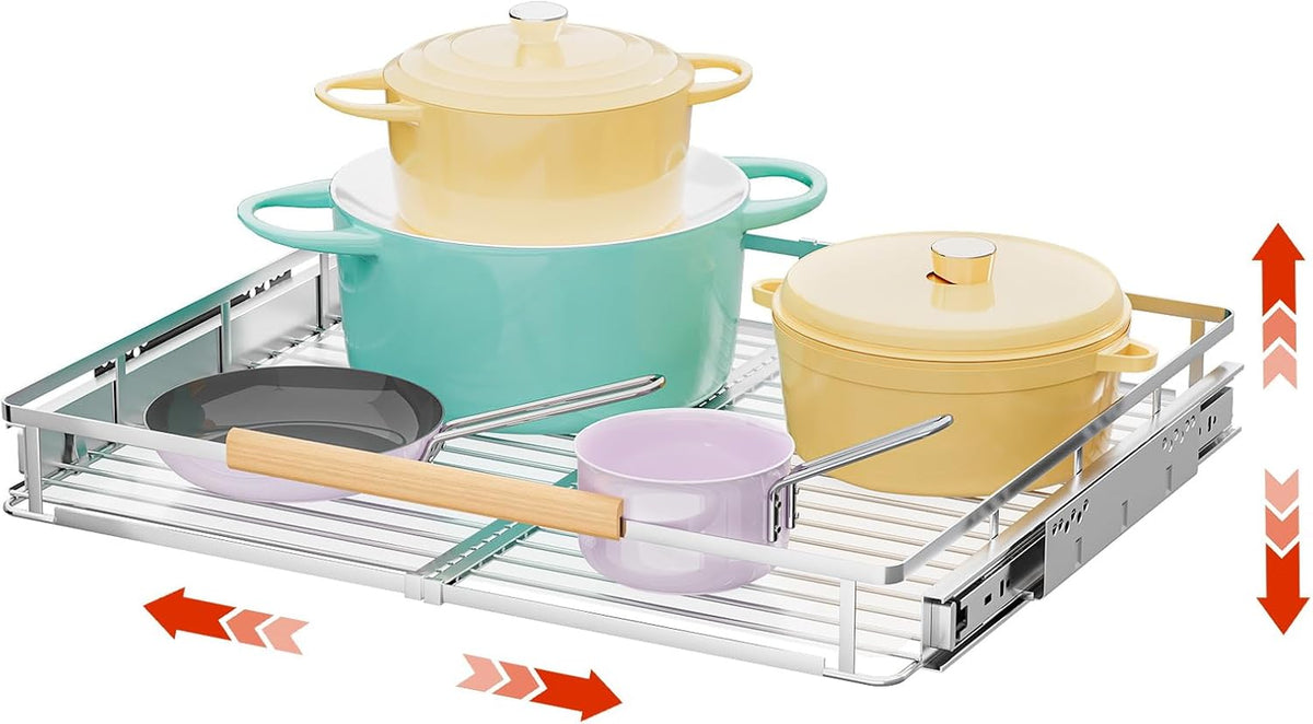 Expandable Pull Out Cabinet Organizer, 17.1"-28.1" W x 22.5" D