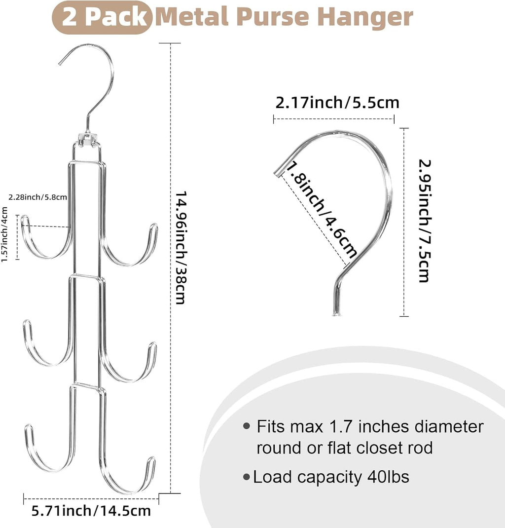 Purse Hanger Organizer for Closet Organization and Space Saving, 2 Pack