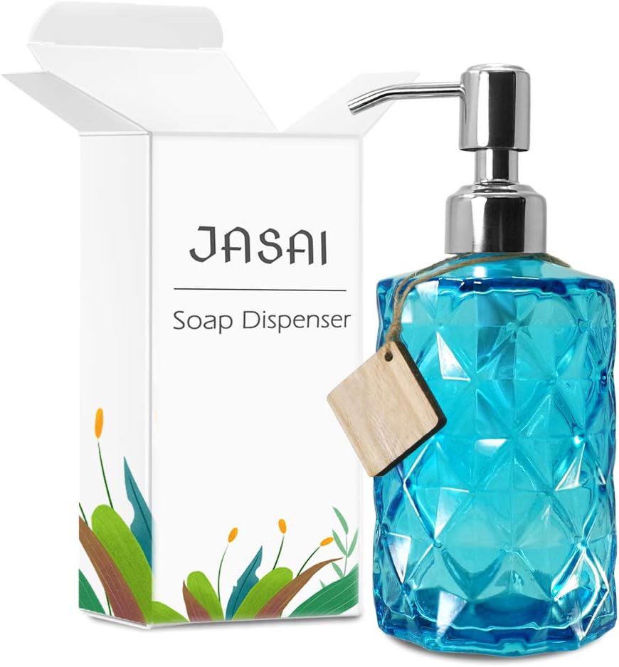 JASAI 12 Oz Diamond Design Soap Dispenser with Rust Proof Soap Pump