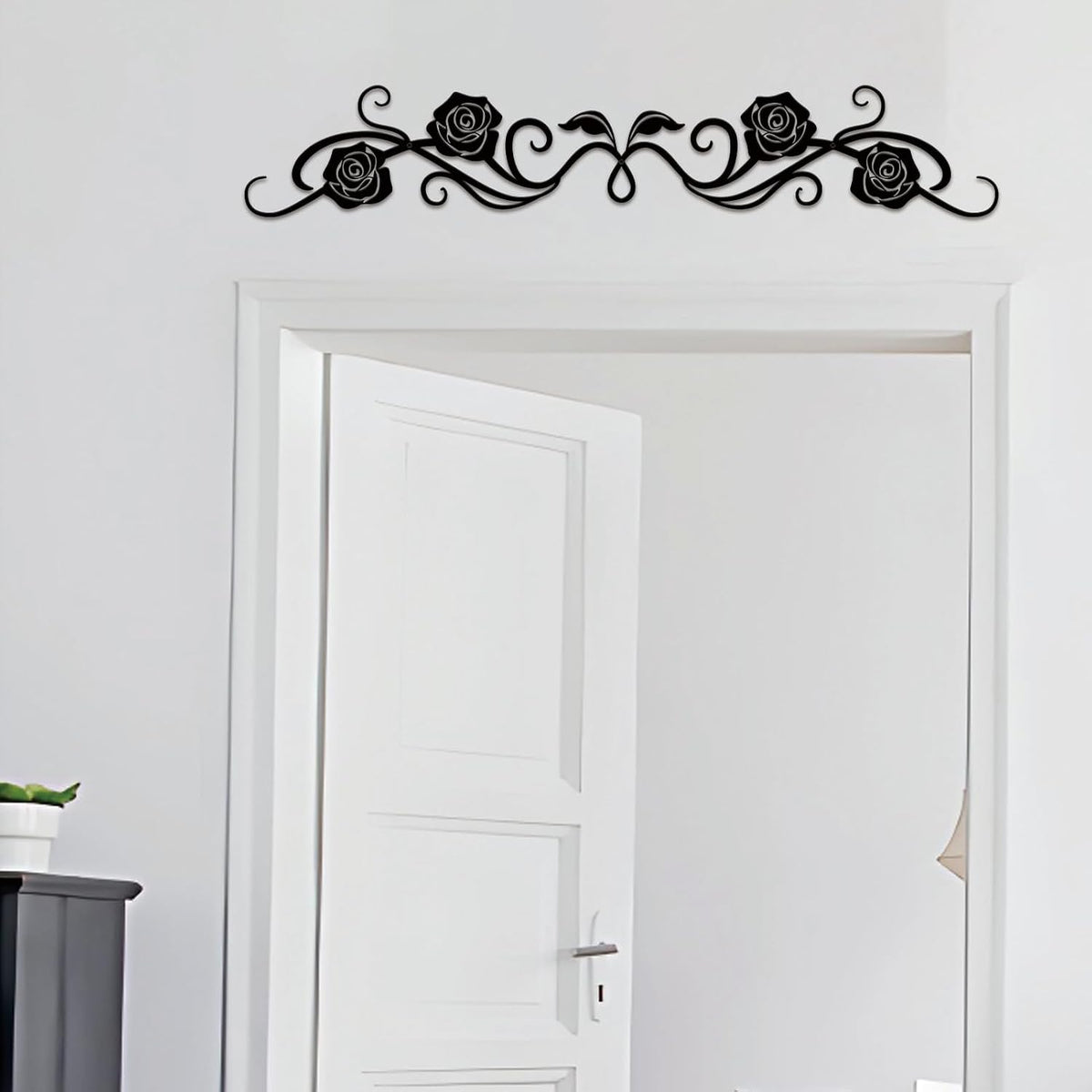 ESTART Metal Rose Scroll Wall Decor, Long Iron Scroll Vine Wall Art