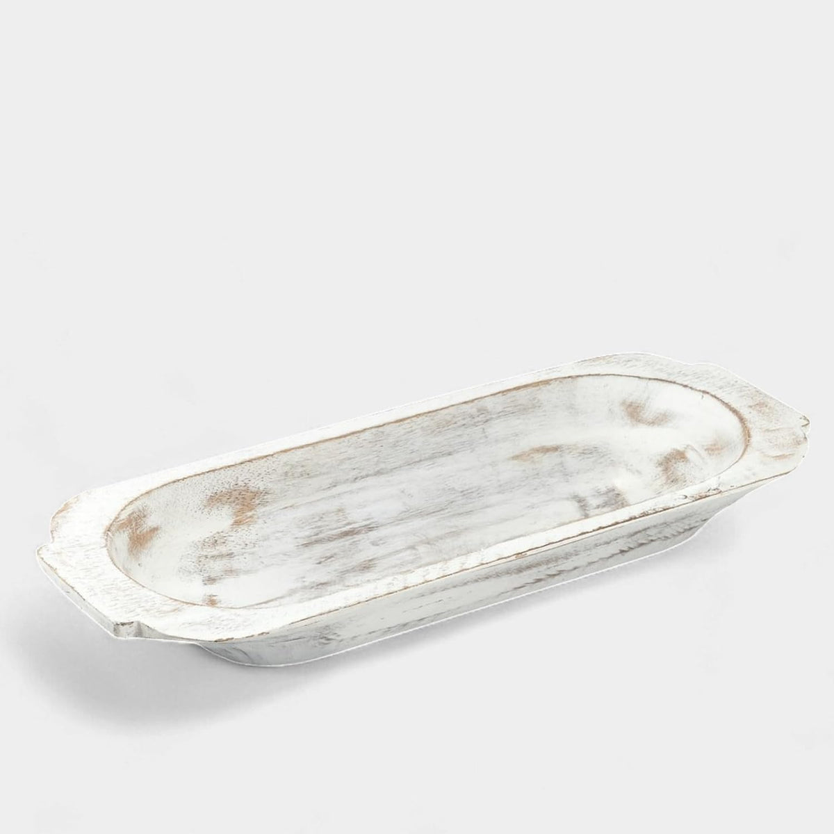 Mie Creations 16'' Large Wooden Dough Bowl for Decor, Shabby Chic White
