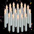 Set of 24 Warm White Battery Operated Taper Candles Wax Dipped LED Flicker Amber Realistic Long Taper Candles for Birthday Wedding Party Décor Long Lasting -Batteries Not Included