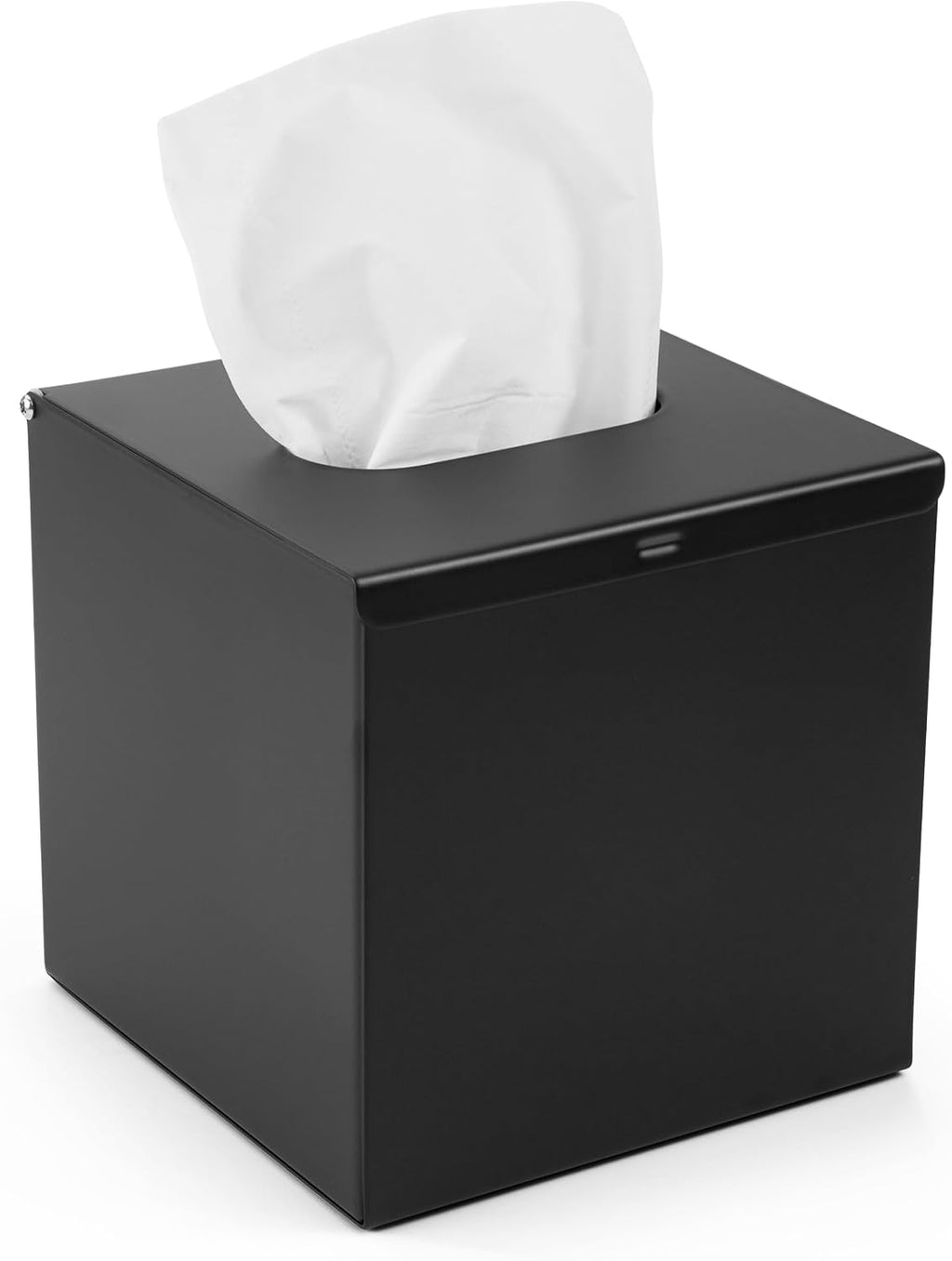 JunSun Square Tissue Box Cover Tissue Box Holder Napkin Holder Tissue Cube Box Decorative Holder for Bathroom Bedroom Office Dresser Nightstand Desk Tabletop 5"X 5" X 5"-Stainless Steel Matte Black