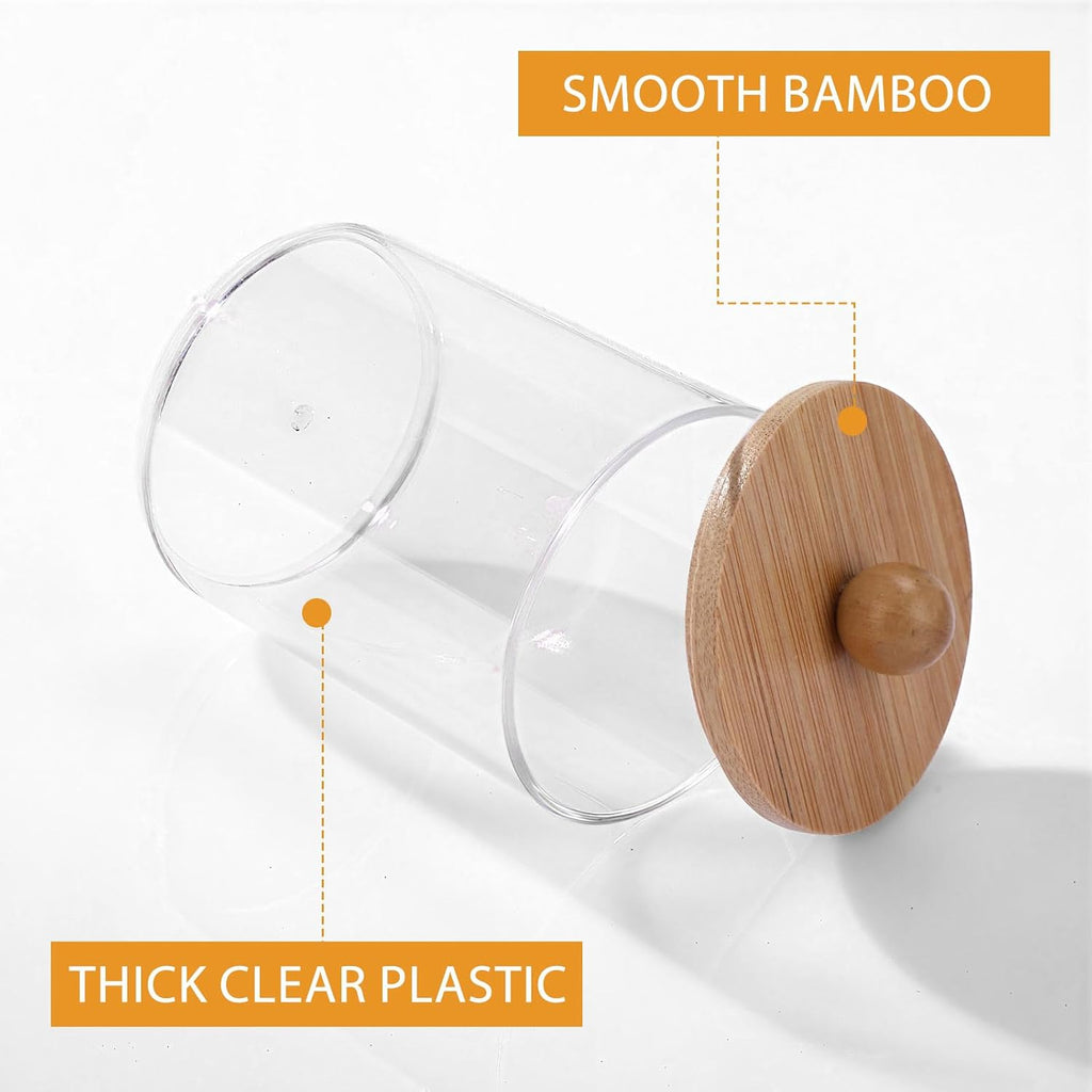 Meanplan 9 Pack Clear Acrylic Apothecary Jars with Bamboo Spherical Lids