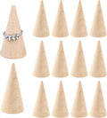 Framendino, 20 Pack Wood Cone Ring Display Stand Holder, Natural Unfinished Jewelry Stands Organizer for Crafts DIY