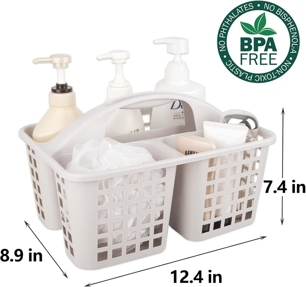 Portable Shower Caddy Basket Plastic Storage Basket with Divided Light Grey