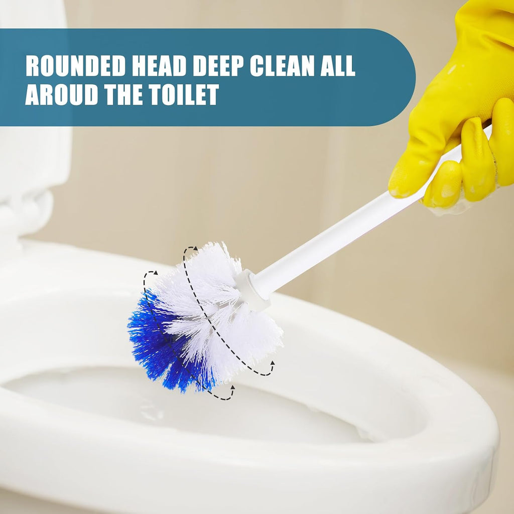 Willinglong 30 Pcs Toilet Bowl Brush 18.5 Inch Plastic Handle,Blue, White