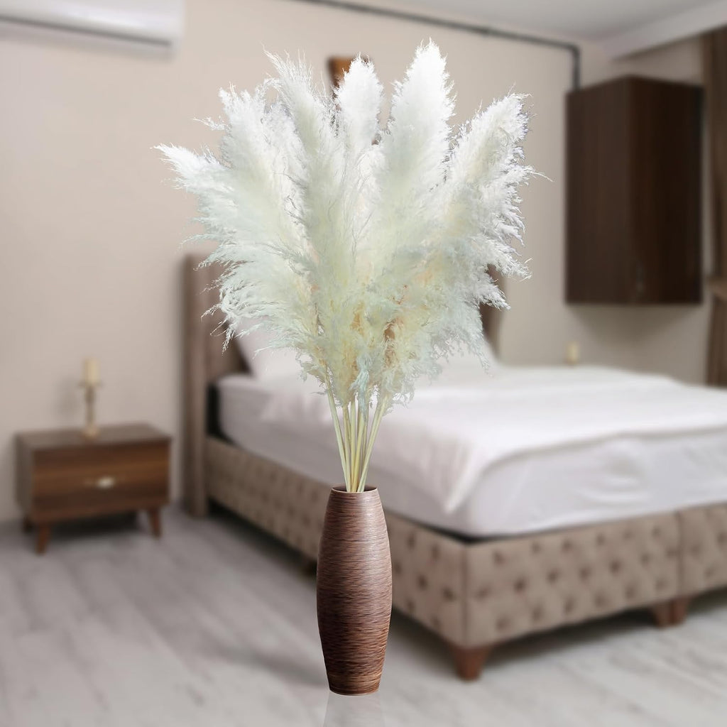 10pcs 46'' White Pampas Grass Tall Decor - Pompas Floral, Tall Pampas Grass for Floor Vases, Living Room Floor, Floor Plants, Plumas para, and Grass Wall Decor
