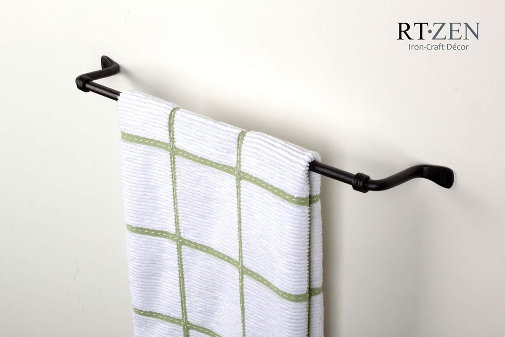 RTZEN Farmhouse Bathroom Towel Holder Wall Mount, Matte Black Decoration