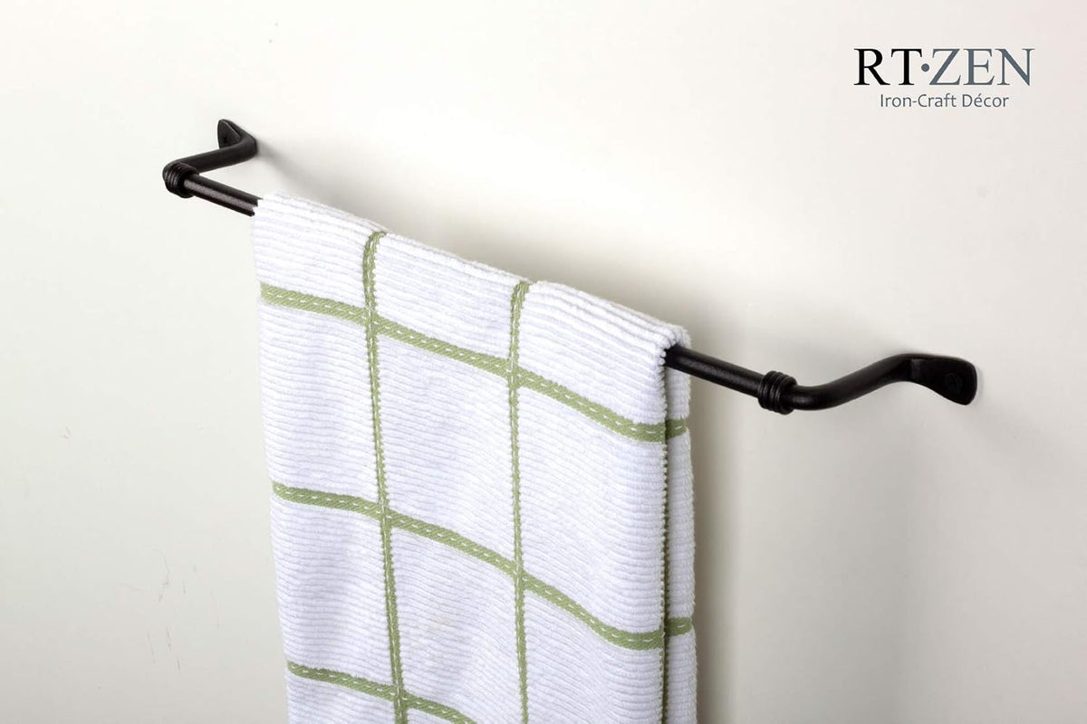 RTZEN Farmhouse Bathroom Towel Holder Wall Mount, Matte Black Decoration