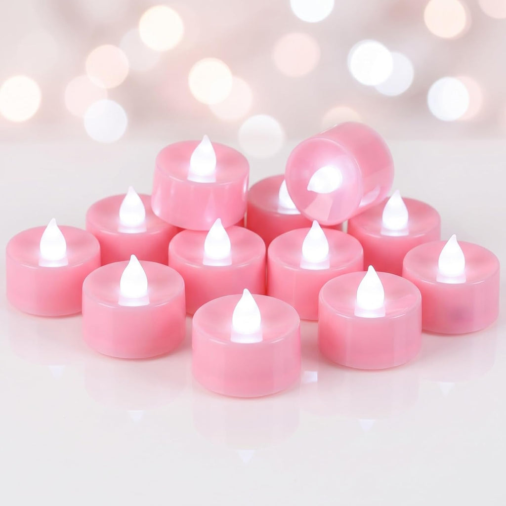 Homemory 50-Pack Pink Flameless Battery Tealight Candles, 200+ Hours