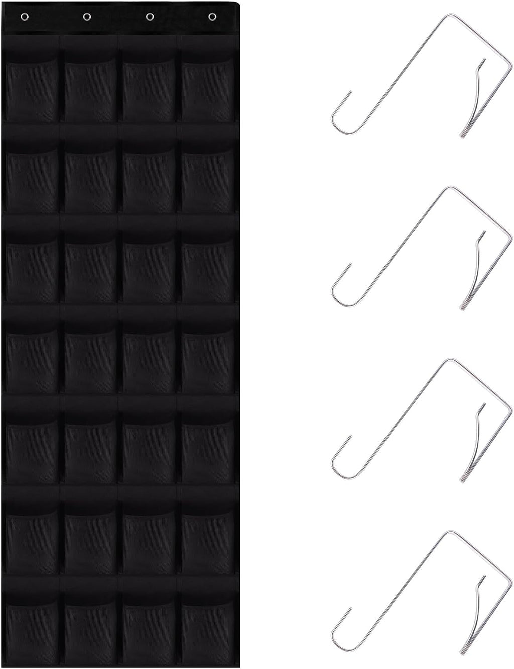 28 Mesh Pockets Hanging Over the Door Shoe Organizer （Black）