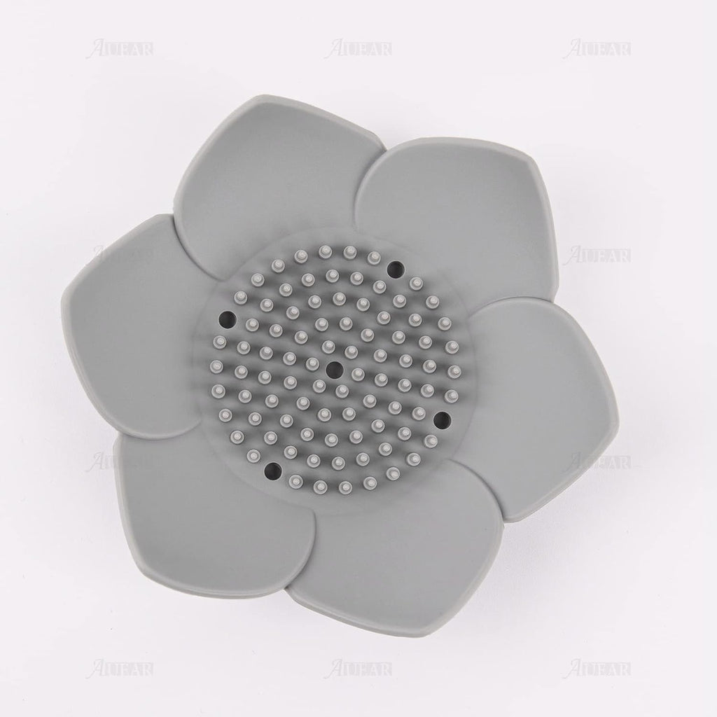 AUEAR, 3 Pack Silicone Lotus Soap Holder Flower Dish for Shower Bathroom Kitchen