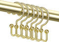 TOPROD 12 Pack Shower Curtain Hooks Rings, Double Sided Shower Hooks for Shower Curtain, Stainless Steel Shower Rings Rust Proof for Bathroom Shower Curtain Rod Curtains, Free Gliding, Gold
