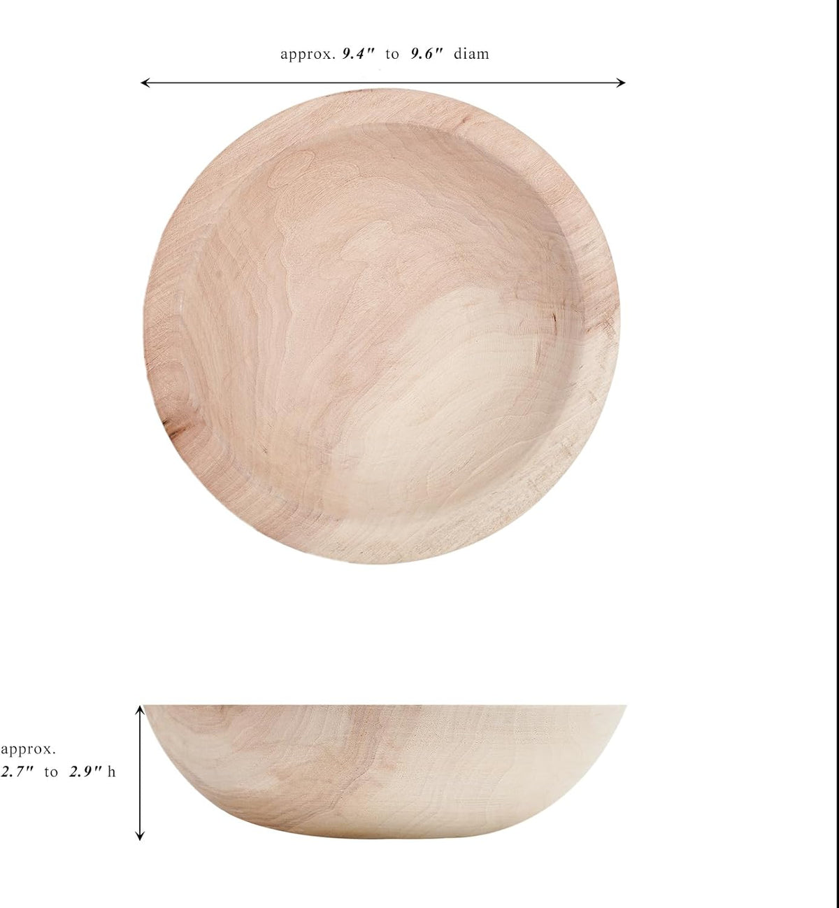 Wooden Decorative Bowl, Farmhouse Centerpiece (Natural)