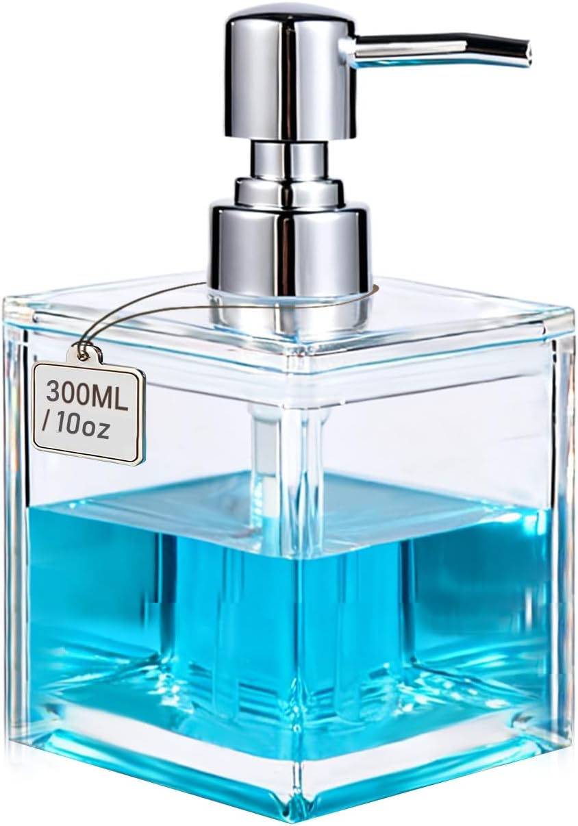 LGURT 300ml Clear Acrylic Soap Dispenser — Compact Pump for Hand Soap