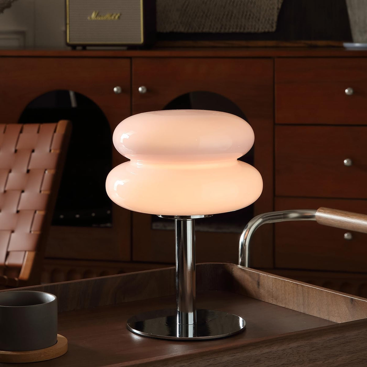 Glivpny Mushroom Lamp Table Lamp, Mid Century Modern Bedroom Lamps (Pink)