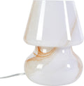 Urban Lifestyle Modern Mushroom Marble Glass Table Lamp with Soft Ambient Glow, Elegant White & Amber Swirl Design Bedside Lamp for Bedroom, Living Room, Dorm, Office Desk Lighting