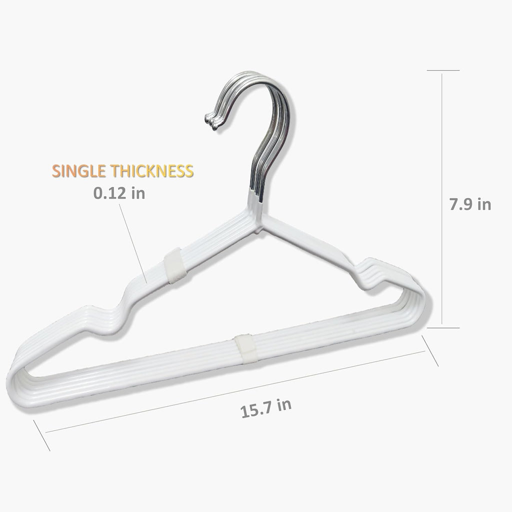 Stainless Steel Rubber Hangers 24-Pack, Heavy Duty Non-Slip Ultrathin White