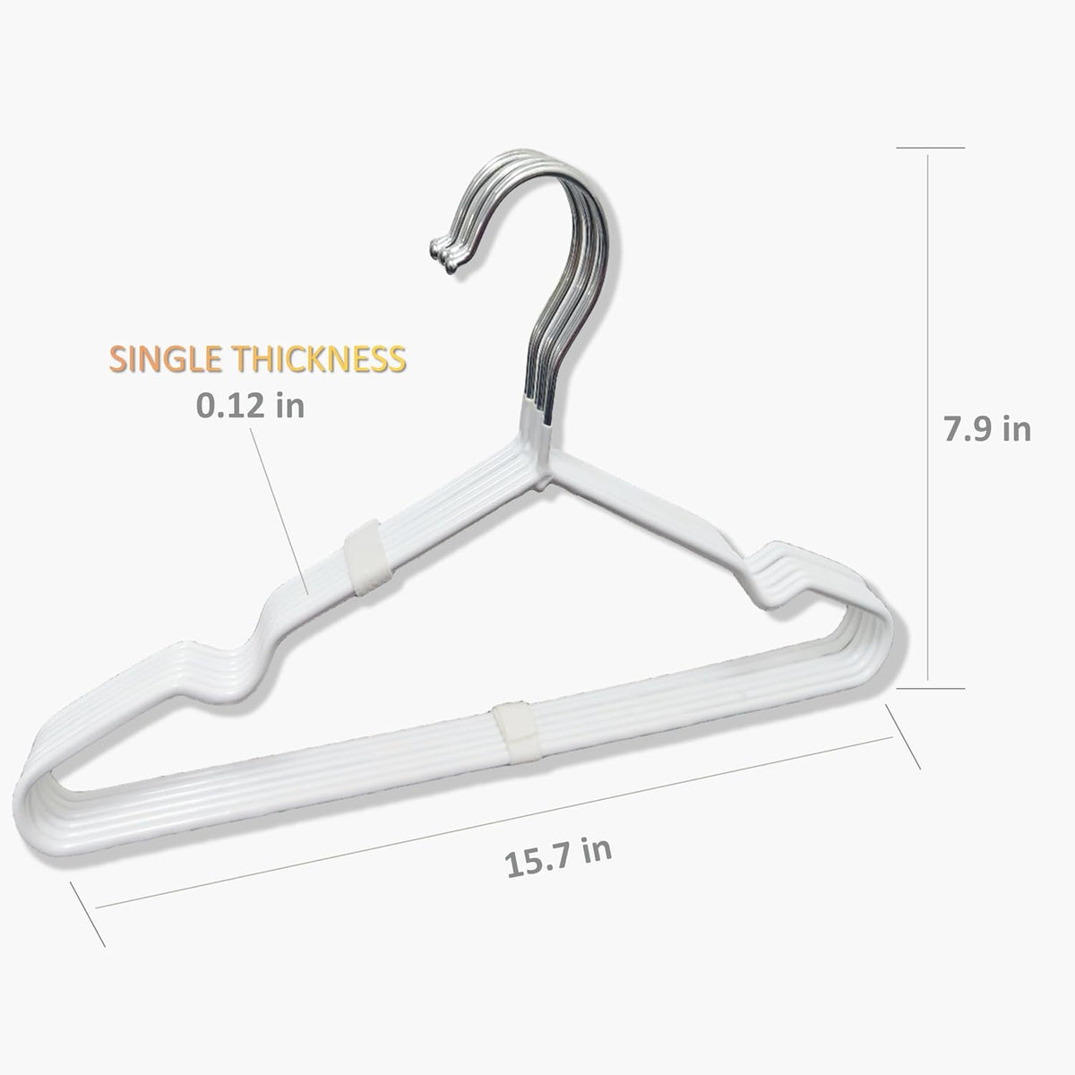 Stainless Steel Rubber Hangers 24-Pack, Heavy Duty Non-Slip Ultrathin White