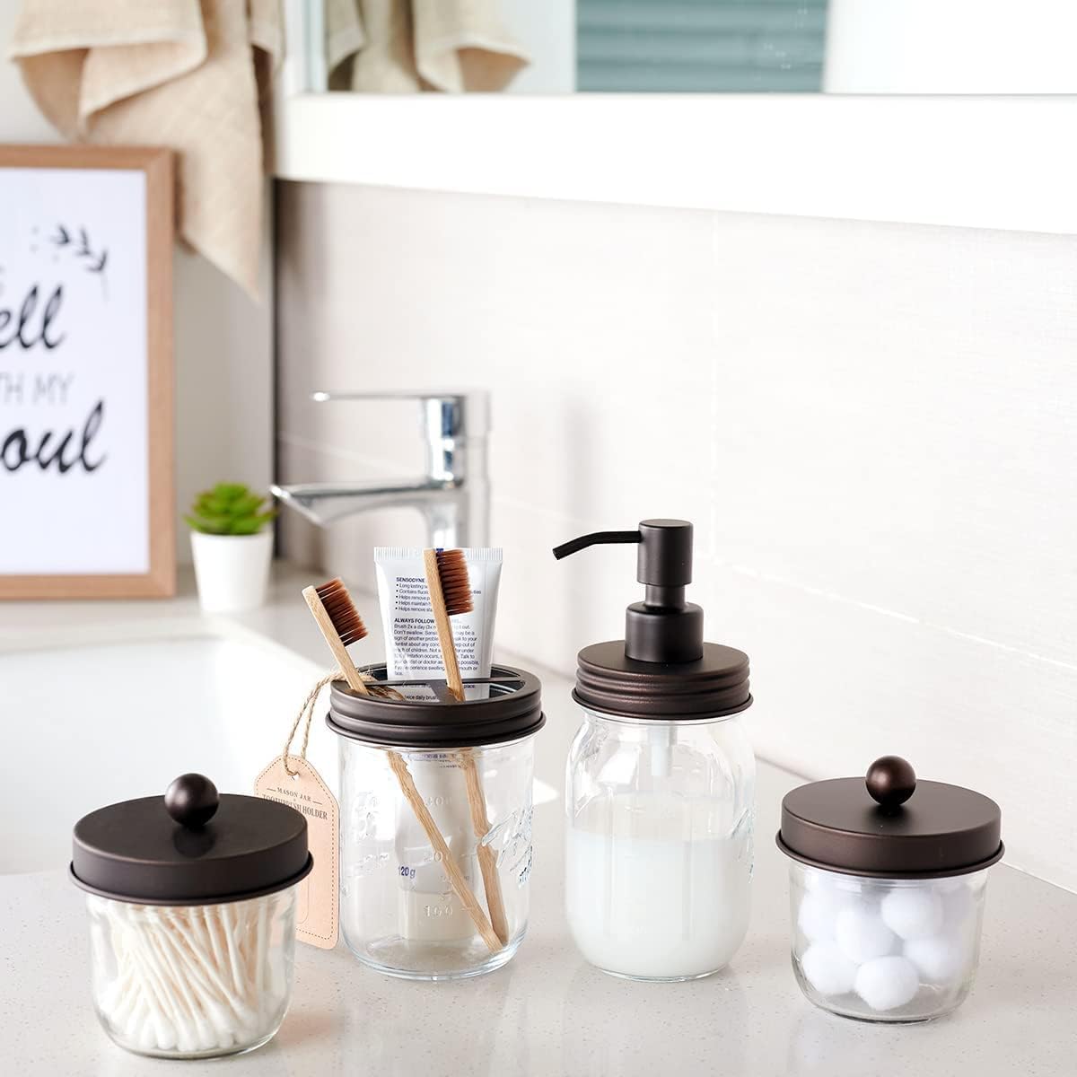 Amolliar Mason Jar Liquid Soap Dispenser, Lotion Dispenser(Bronze 2 Pack)
