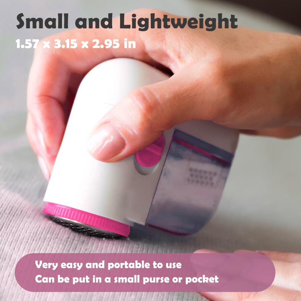 Fabric Shaver, Lint Remover for Clothes (Pink and White)