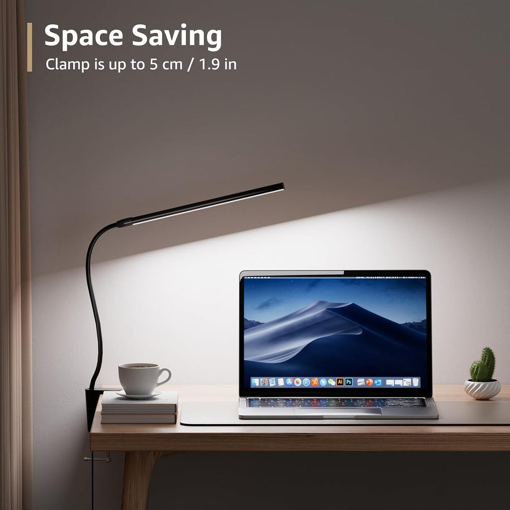 Lepro Clip on Desk Lamp, LED Reading Light with Clamp, 460LM 5W, Black