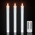 White Dripping Flameless Taper Candles with Remote Timer 3 Pack