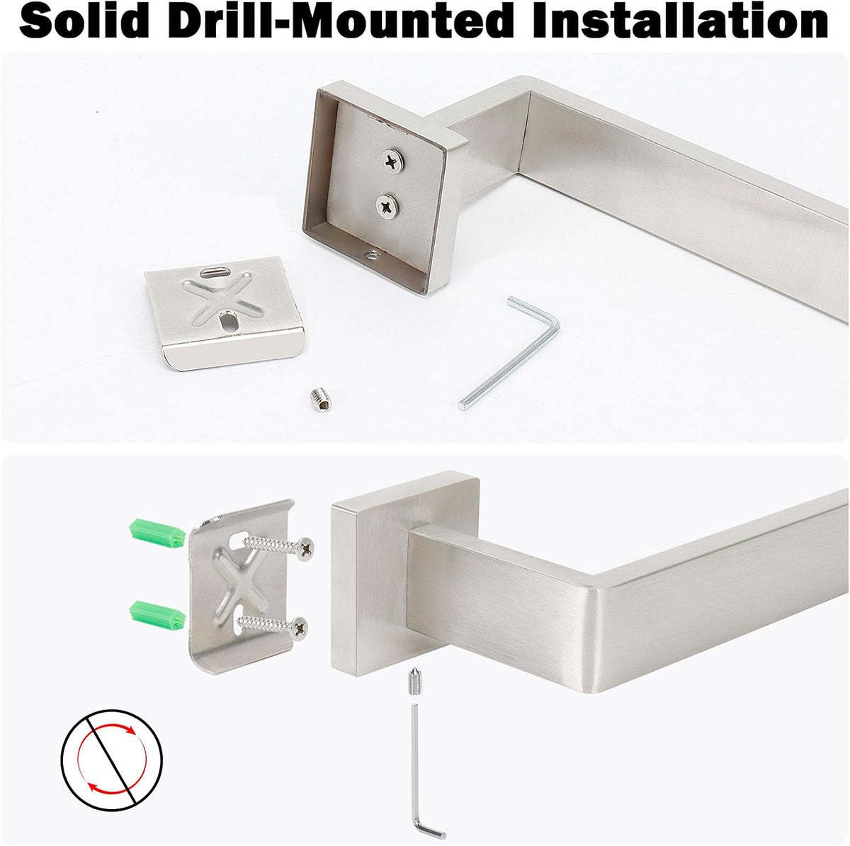 Towel Bar for Bathroom, 16 Inch Stainless Steel Bath Towel Rack Wall Mounted Towel Holder Hardware Accessory (Brushed Nickel)