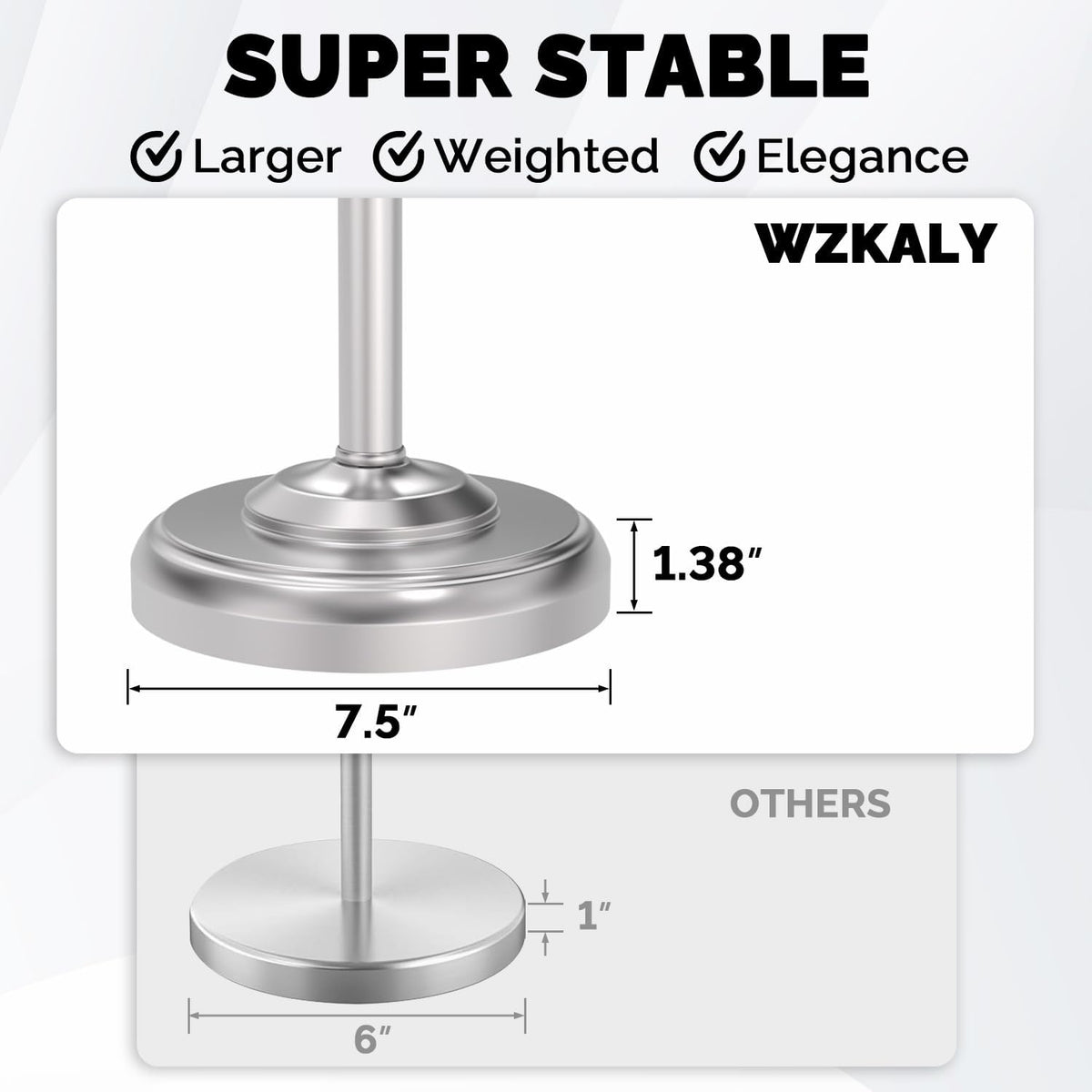 Toilet Paper Holder Stand Stainless Steel & Weight Base, No Tipping
