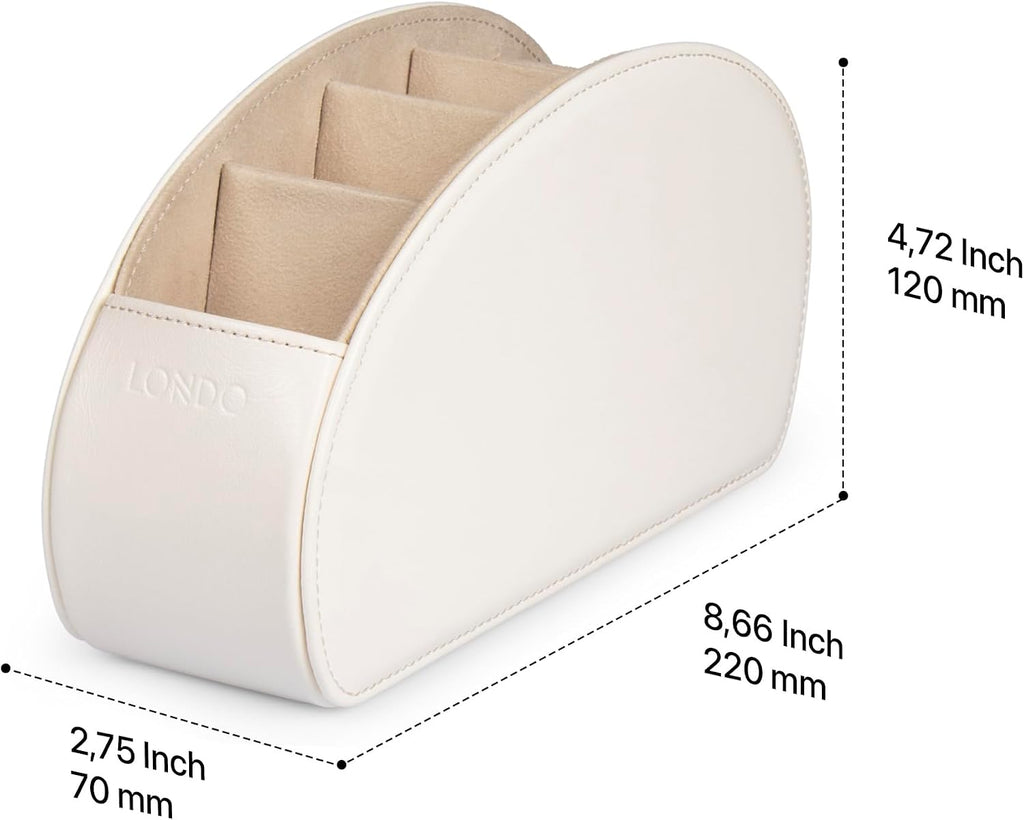 Londo Remote Control Holder with 5 Pockets - Store DVD, Blu-Ray, TV, Roku or Apple TV Remotes - PU Leather with Suede Lining - Slim, Compact Living or Bedroom Storage