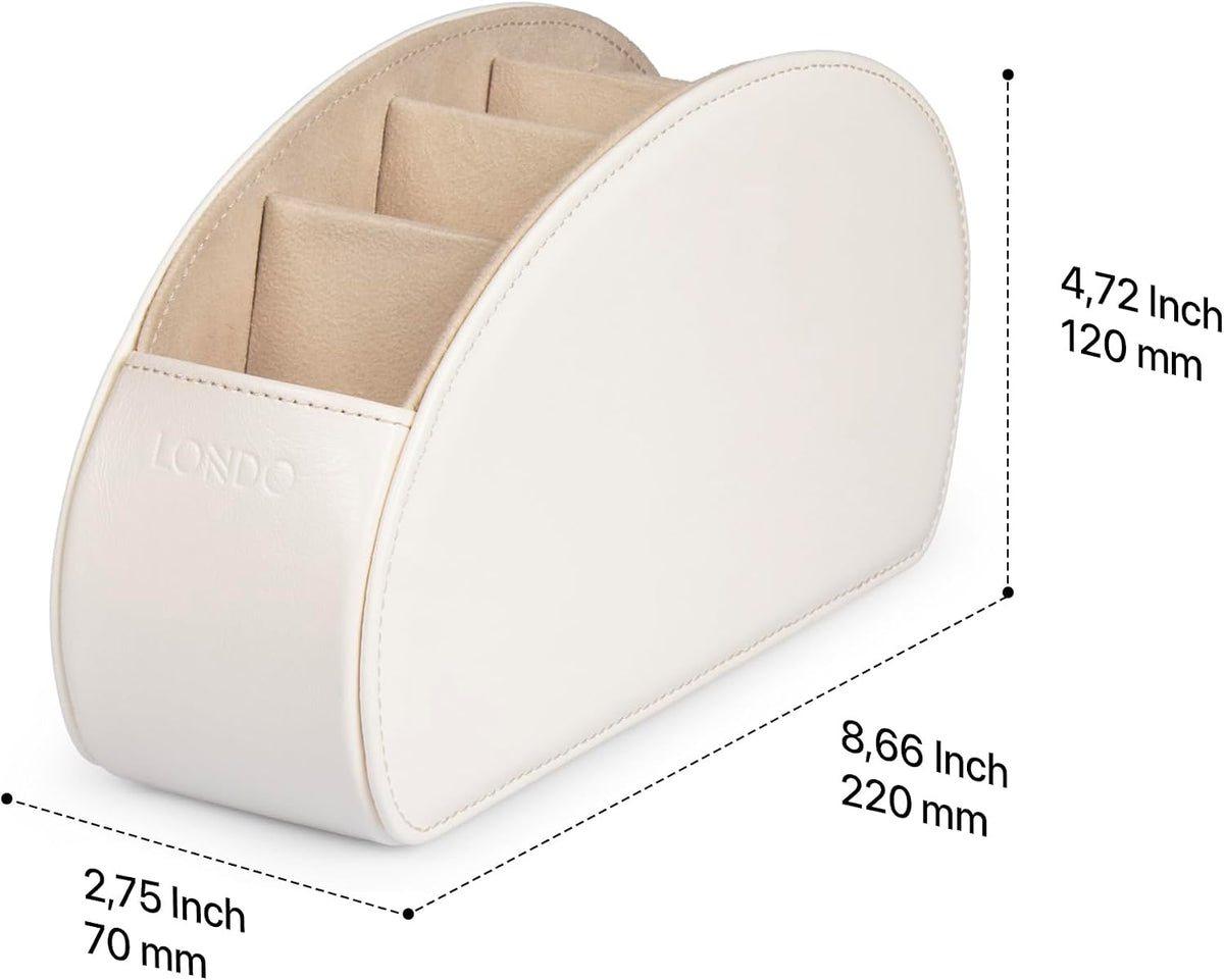 Londo Remote Control Holder with 5 Pockets - Store DVD, Blu-Ray, TV, Roku or Apple TV Remotes - PU Leather with Suede Lining - Slim, Compact Living or Bedroom Storage